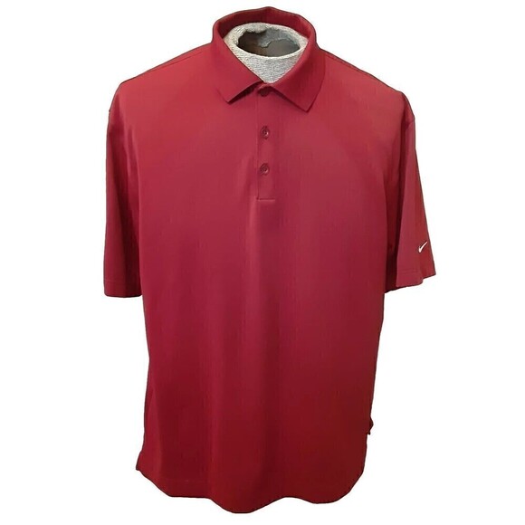 Men's Burgundy Nike Dry Fit Golf Shirt - Size L - Picture 1 of 6